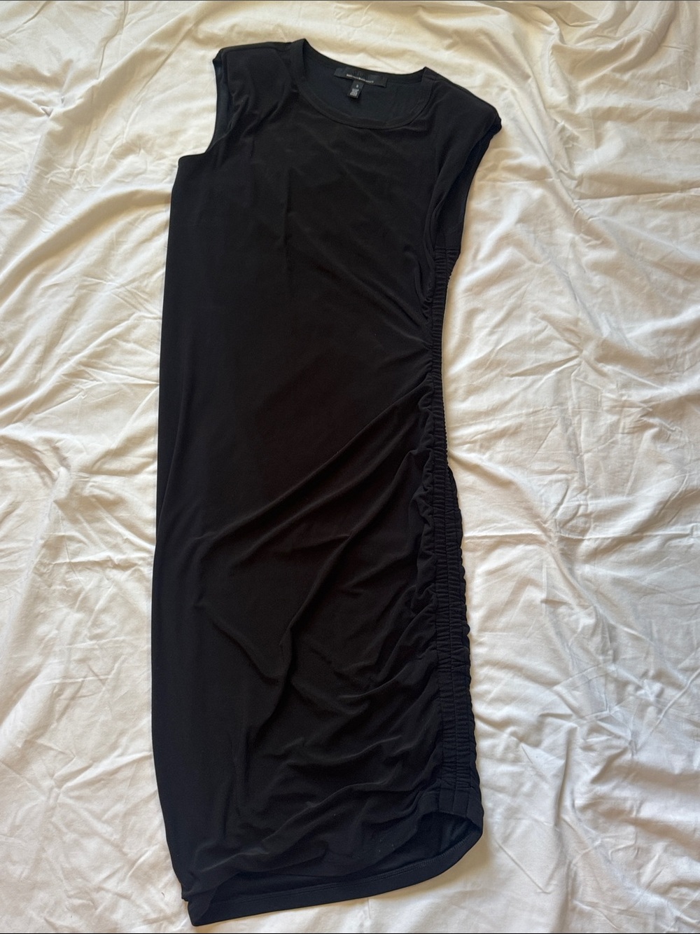 White House Black Market Ruched Sleeveless Midi Dress Black Midi Dress Small